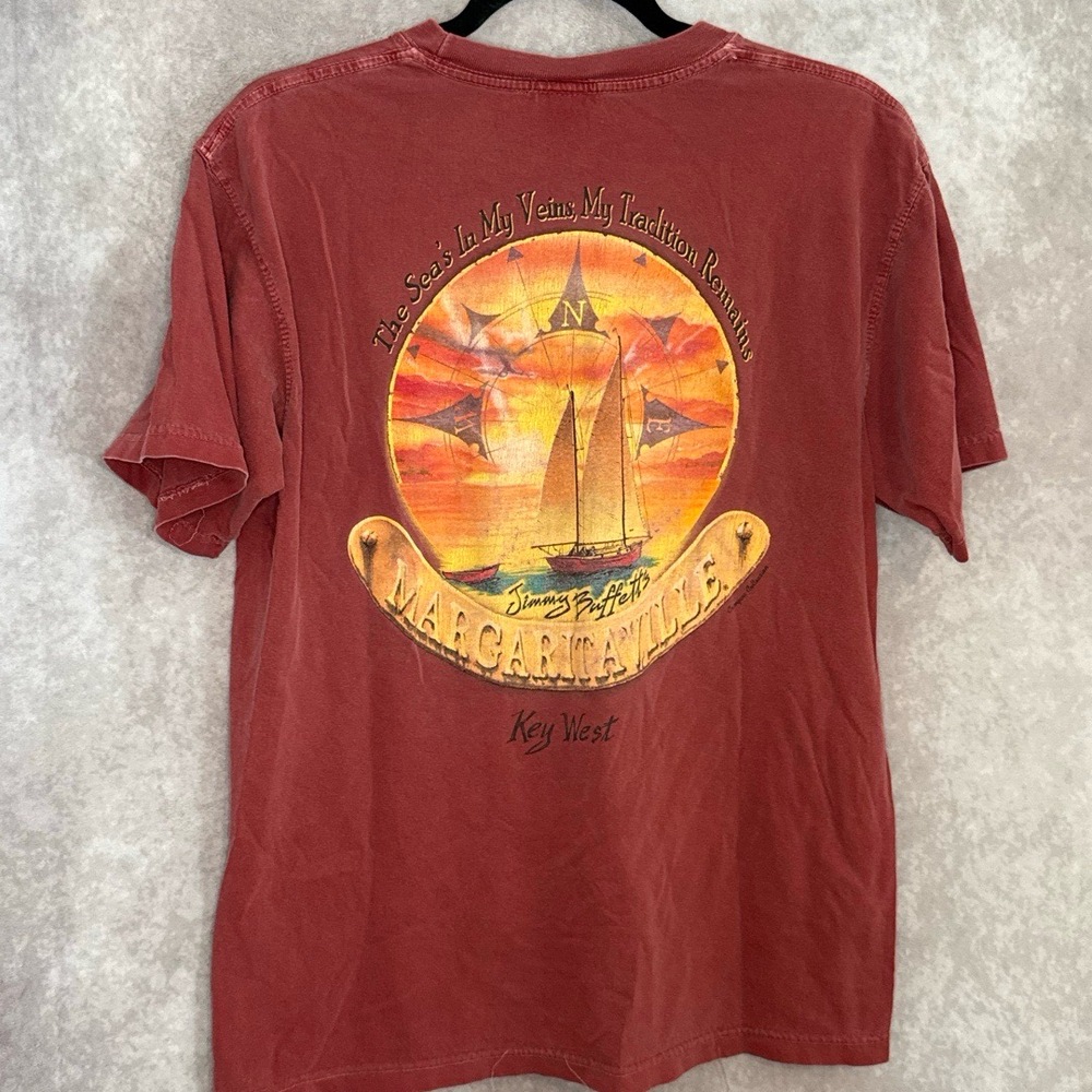 Vintage Jimmy Buffett Margaritaville Key West Campus Collection Sailboat Tee Med